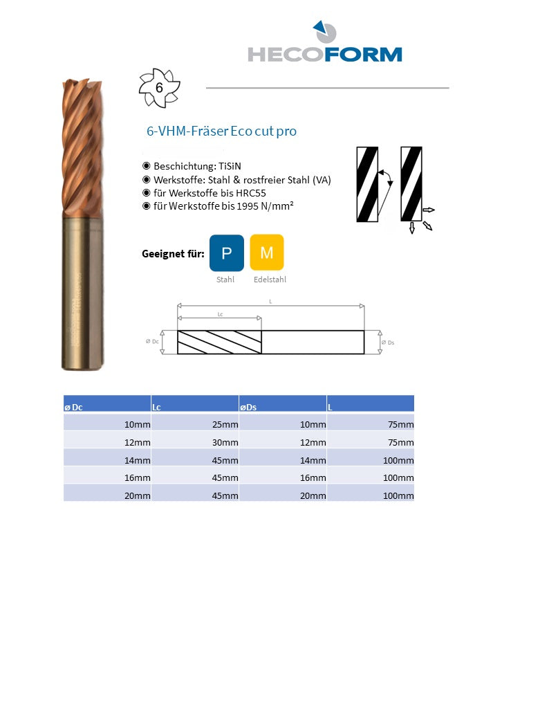 VHM - Schaftfräser Z6